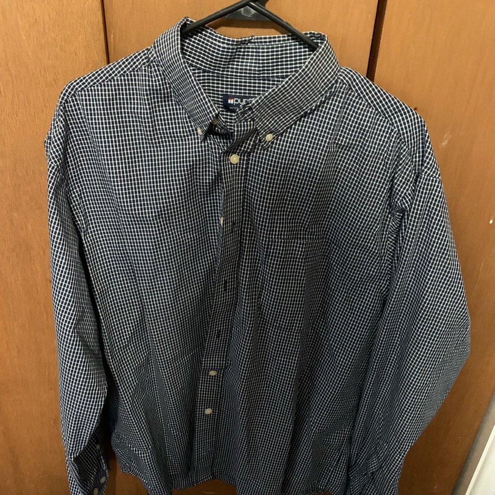Navy blue long sleeve button up shirt men’s size large by Puritan